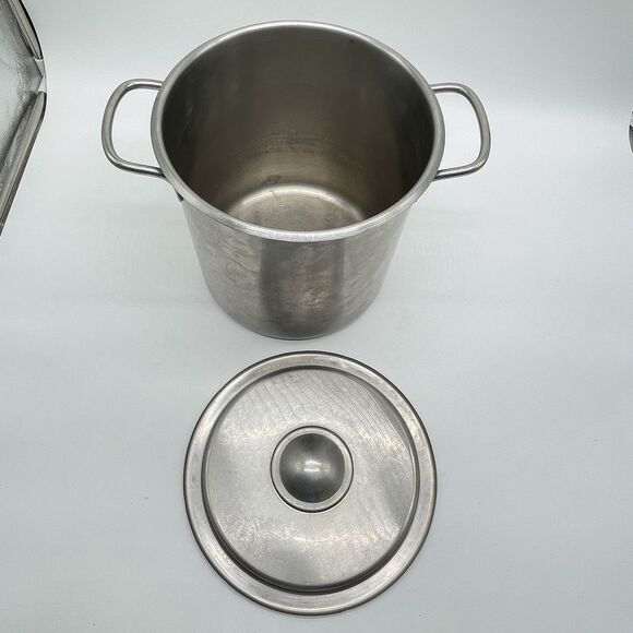 Vintage Vollrath Stainless Steel Stock Pot 8 Qt 9”x9” w/ Lid NSF USA - Picture 4 of 11